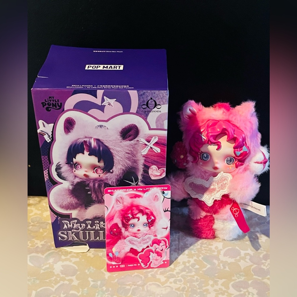 Pop Mart My Little pony Skull Panda Pinky Pie Plush Figure